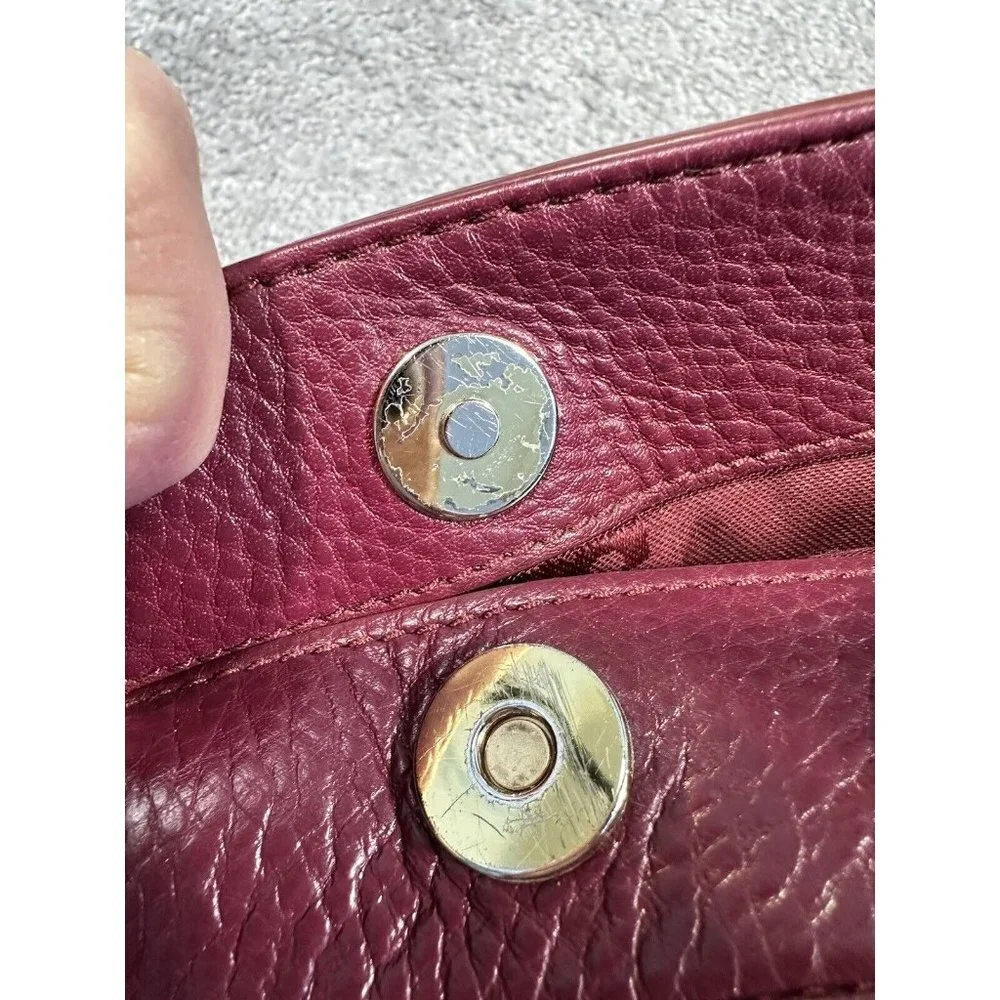 Tory Burch Burgundy Pebbled Leather Chain Shoulder Bag